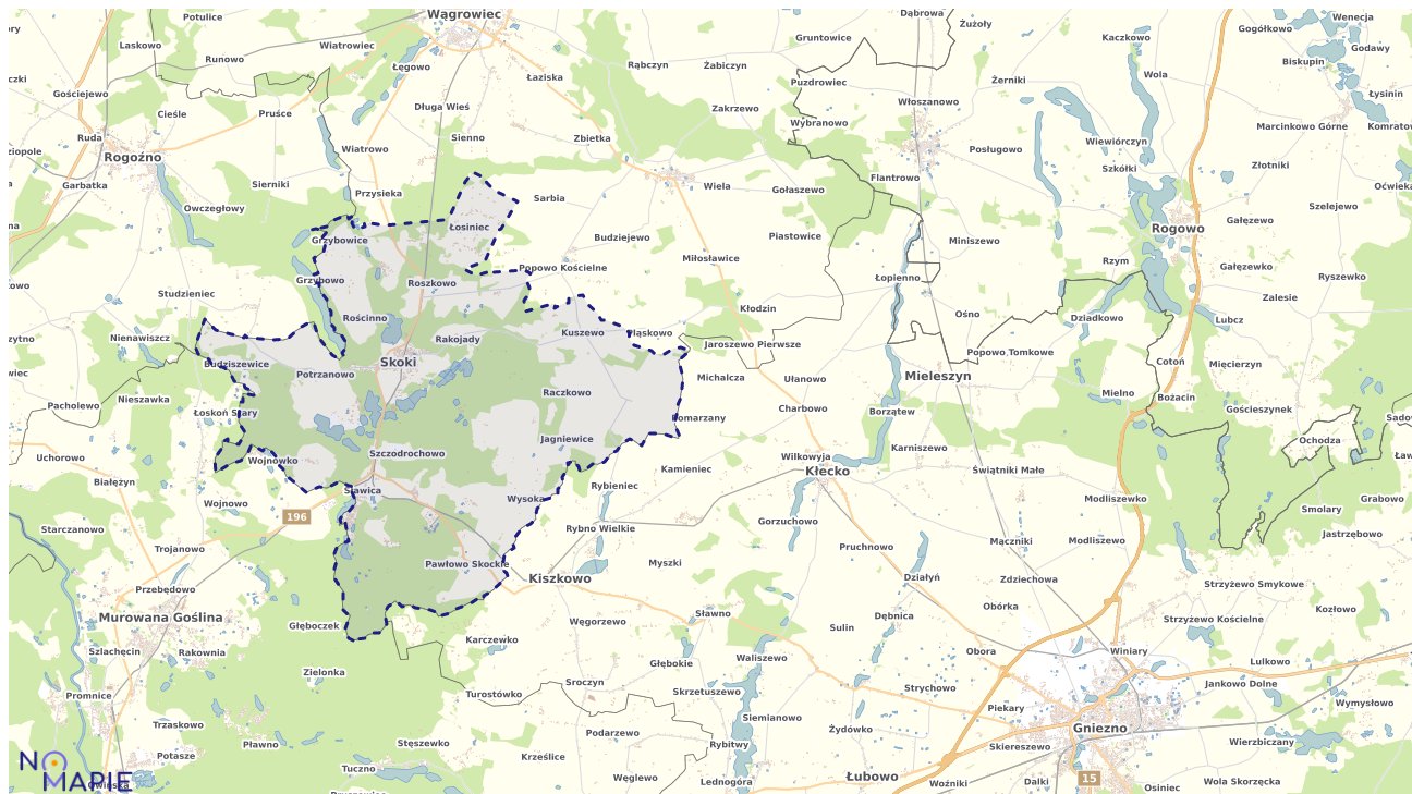 Mapa obszarów ochrony przyrody Skoków