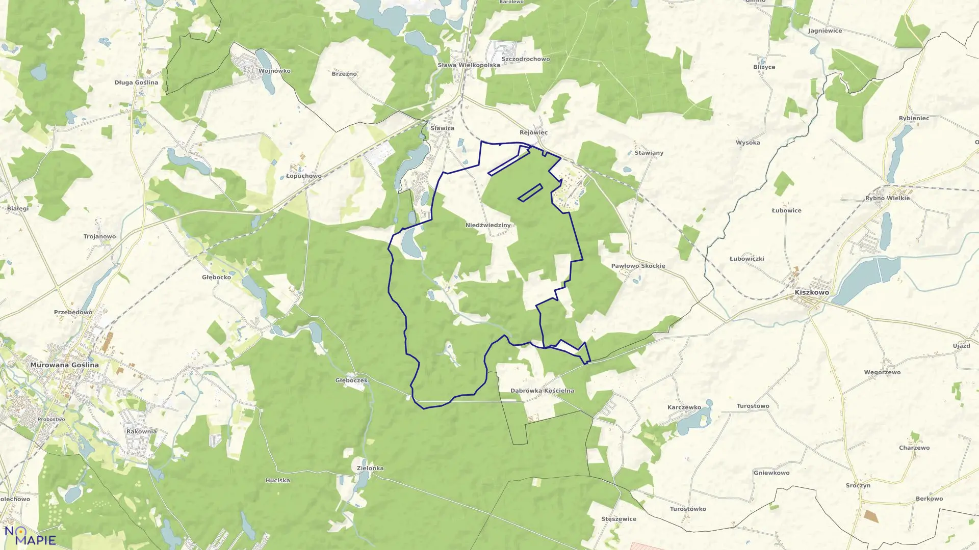 Mapa obrębu NIEDZWIEDZINY w gminie Skoki